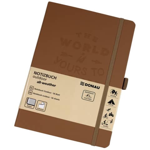Taccuino con copertina impermeabile Donau Outdoor A5 120 g/m² marrone 330370022